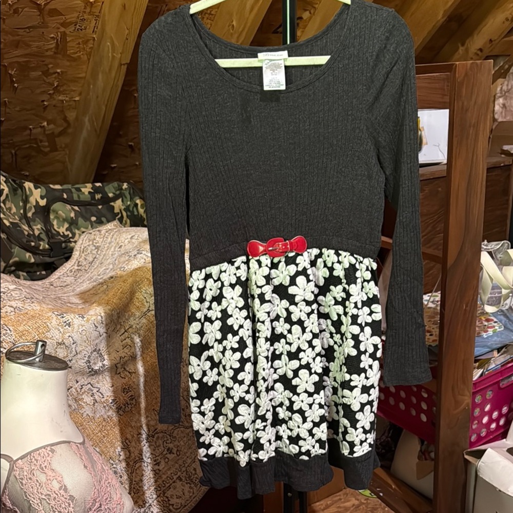 Bonnie Jean Fit and Flare Black and White Casual Dress